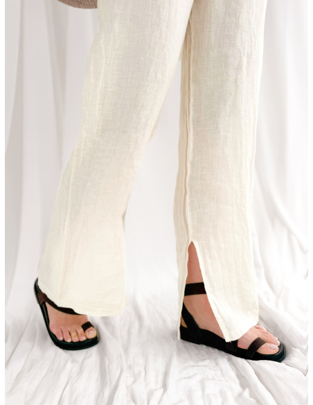 Linen trousers with side slits