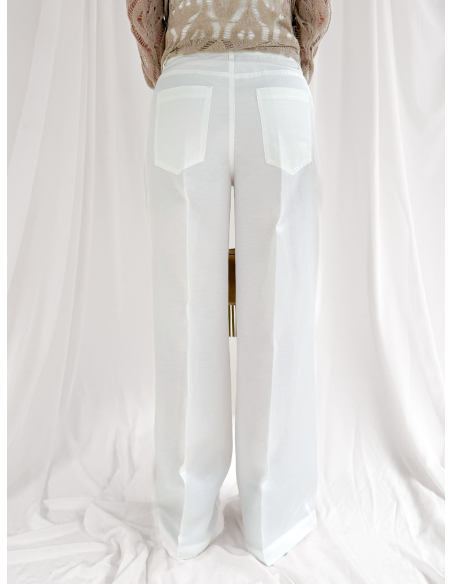 Pantalone 5 tasche in lino e viscosa