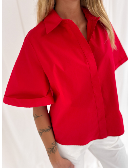 Camicia in popeline di cotone mezza manica