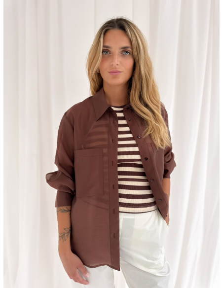 Camicia in viscosa di eucalipto con tasche