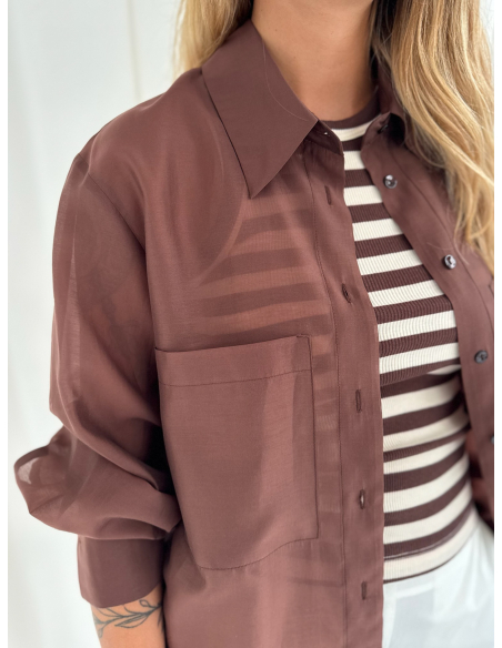 Camicia in viscosa di eucalipto con tasche