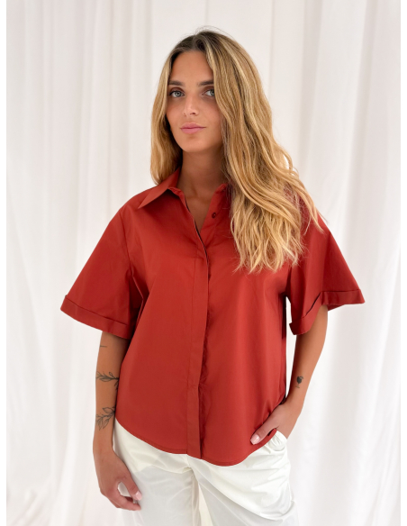 Camicia in popeline di cotone mezza manica
