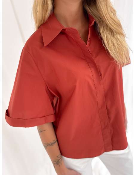 copy of Half-sleeved cotton poplin shirt