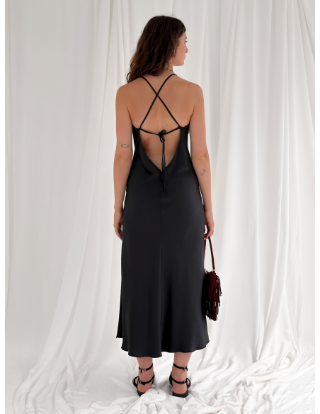 Slip dress in viscose satin