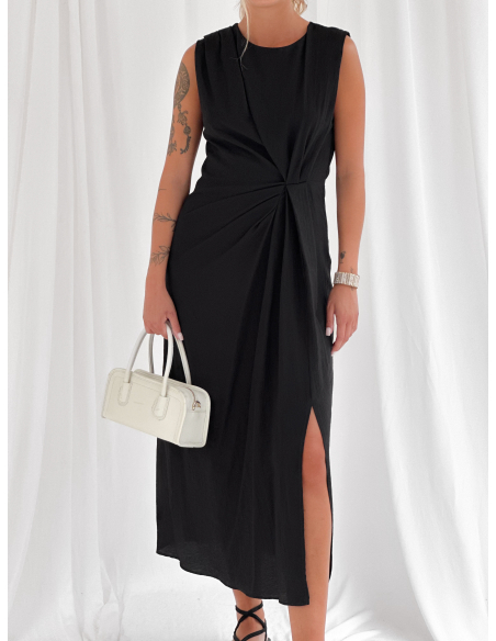 Draped Midi Dress with Side Knot