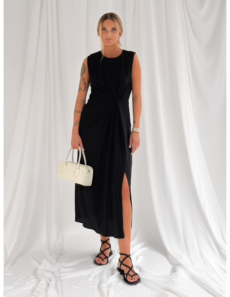 Draped Midi Dress with Side Knot