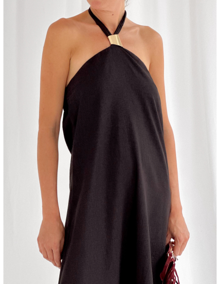 Maxi dress with metallic detail