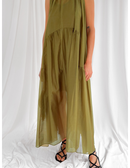 maxi dress in mussola di cotone