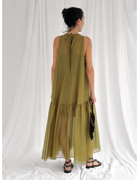 maxi dress in mussola di cotone