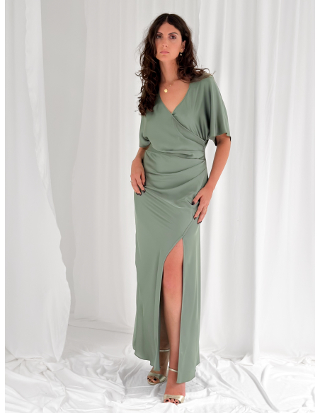 Maxi dress drappeggiato in satin