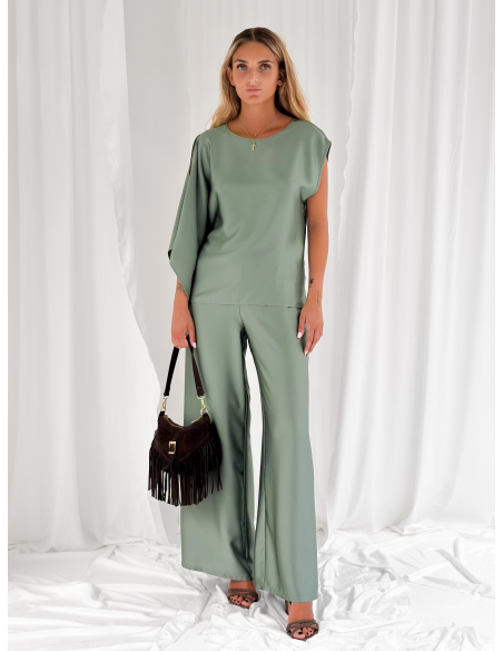 Pantalone fluido in raso