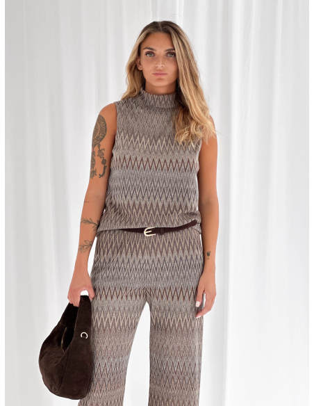 Top in lurex in maglia jacquard