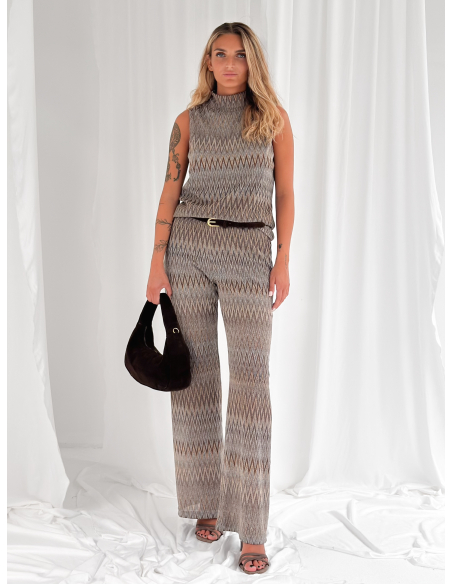 Top in lurex in maglia jacquard