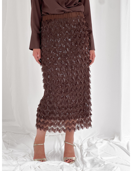 Sequin midi skirt
