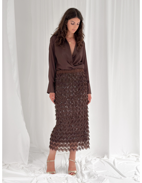 Sequin midi skirt