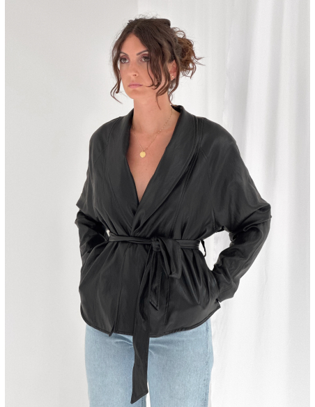 Kimono jacket in faux leather