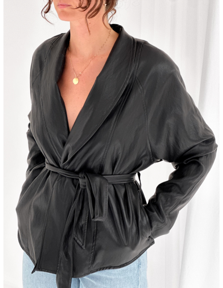Kimono jacket in faux leather