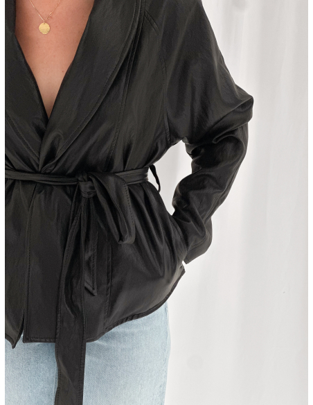 Kimono jacket in faux leather