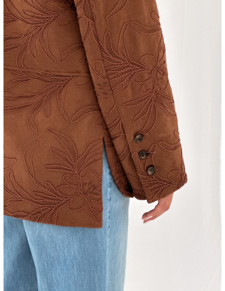 Blazer oversize in suede ricamato