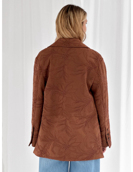 Blazer oversize in suede ricamato