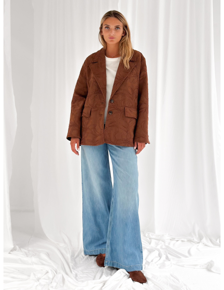 Blazer oversize in suede ricamato