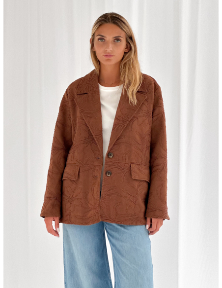 Blazer oversize in suede ricamato