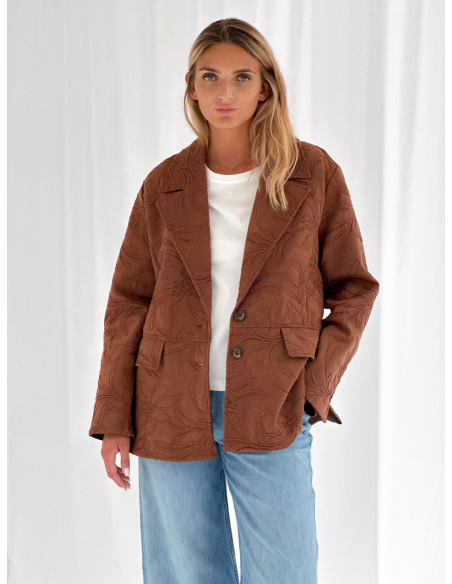 Blazer oversize in suede ricamato