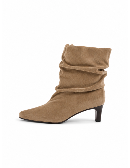 Draped suede ankle boot