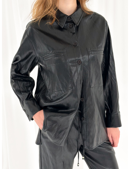 Oversized eco leather shirt