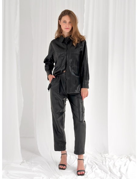 Oversized eco leather shirt
