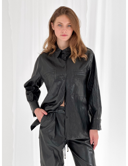 Oversized eco leather shirt