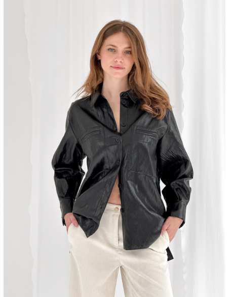 Oversized eco leather shirt