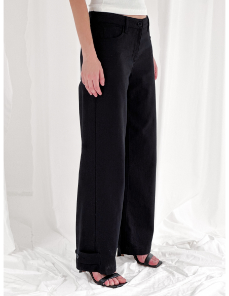 Palazzo trousers in cotton drill