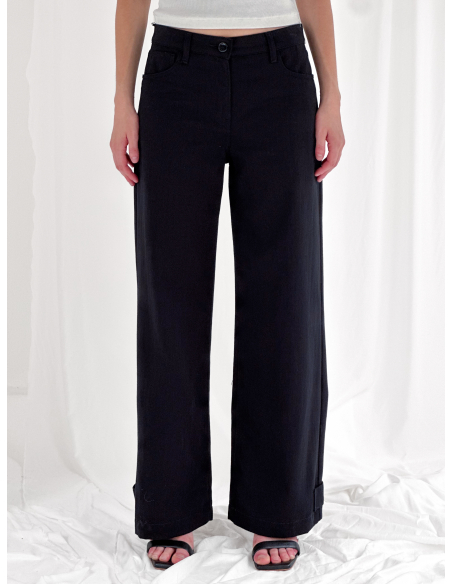 Palazzo trousers in cotton drill