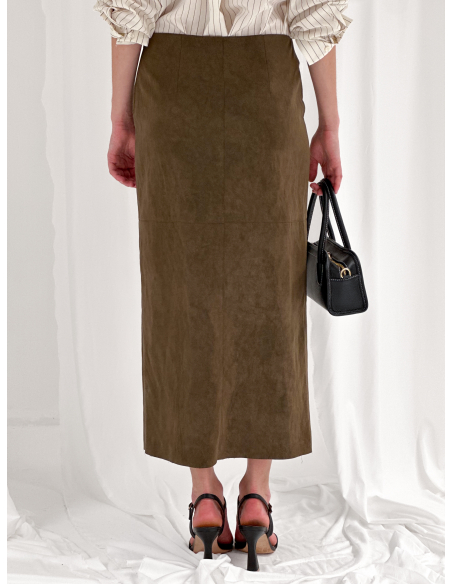 Faux leather longuette skirt