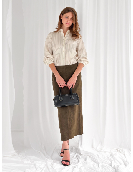 Faux leather longuette skirt