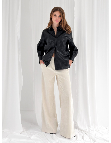 Oversized eco leather shirt
