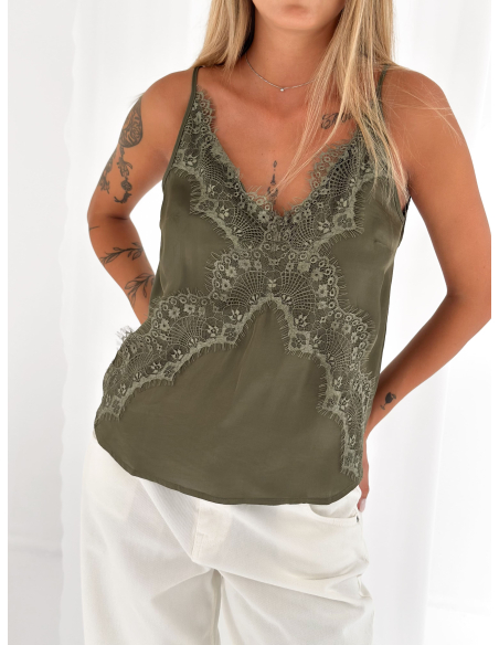 Top lingerie in raso di viscosa