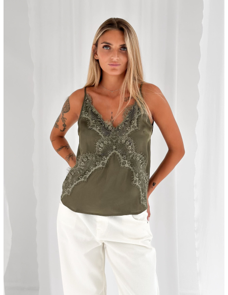 Top lingerie in raso di viscosa