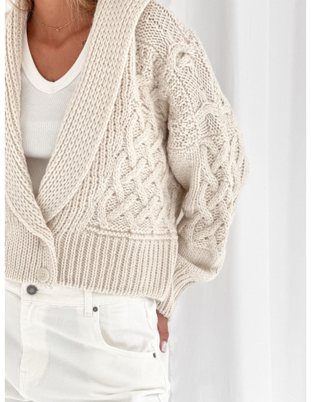 Cardigan corto con lavorazione a trecce