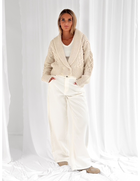 Cardigan corto con lavorazione a trecce