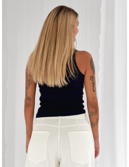 Tank Top in cotone elasticizzato a coste