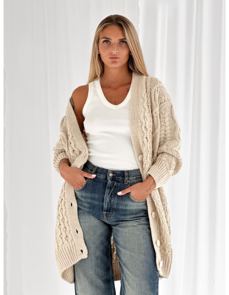 Oversized perforated cardigan