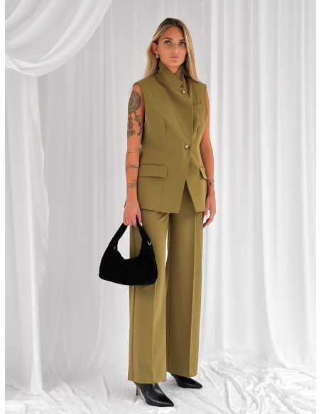 Asymmetric High-Neck Tailored Vest