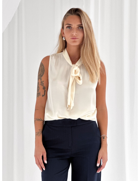 Satin blouse with bow
