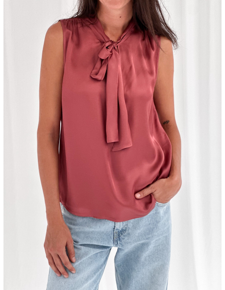Satin blouse with bow