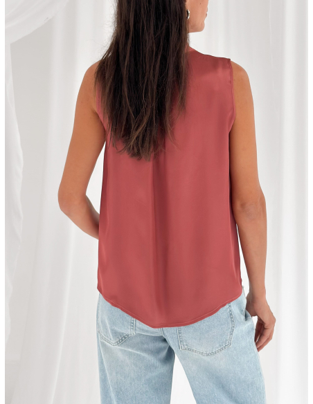 Satin blouse with bow