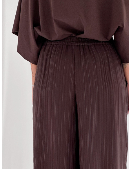 Pantalone fluido a righe con pinces