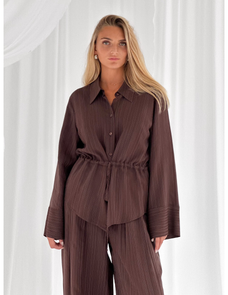 Camicia fluida a righe con coulisse