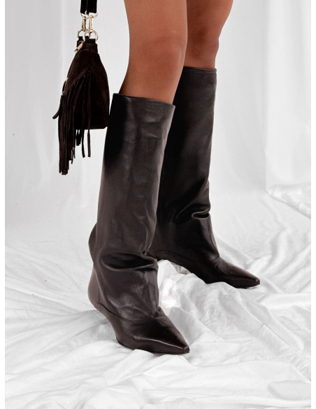 Heeled boot in nappa leather